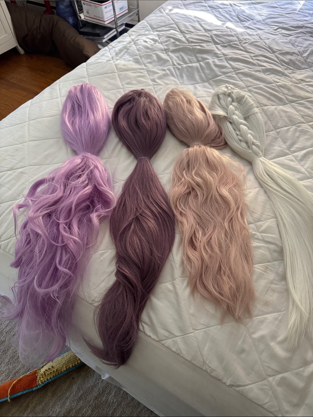 Mixed Pastel Synthetic Hairpiece Set — Lavender, Mauve, Blush & White